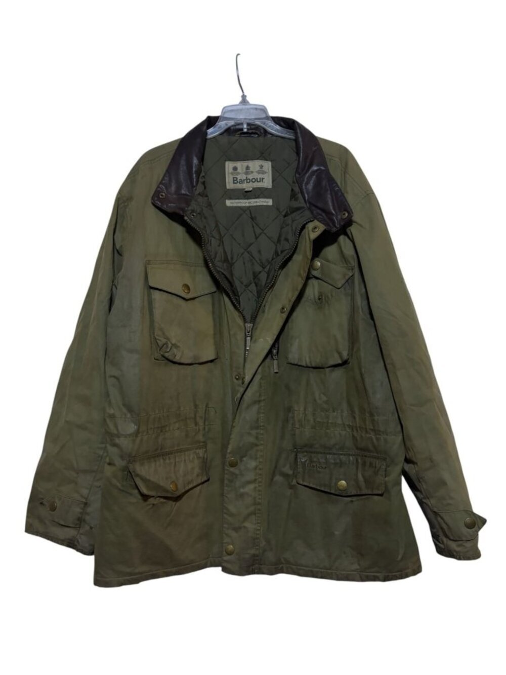 Barbour Sapper Jacket XXL Waxed Canvas Olive Green Thrashed Chore Barn Utility